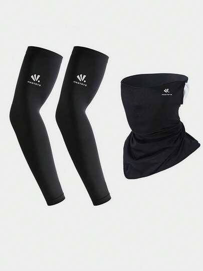 2 Pieces Summer Sports Sunscreen Artifact Ice Feel Sleeve Cover Face Mask 2-In-1, Essential Outdoor Running Equipment, Gradient Sports Set, Suitable For Men's Fitness Running Sunscreen Ice Sleeve