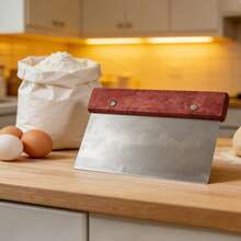 2 piezas Espátula para queso con mango de madera y acero inoxidable, espátula para pan, queso, mermelada, raspador de harina, raspador de pasteles, cortador de masa, raspador de rollos de arroz, juego de herramientas de cocina multifuncionales. - Ver 5