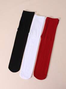 3 Pairs Baby Girls Velvet Tights, Autumn/Spring Leggings - Multicolor - View 6