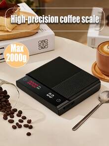 2000g Balanza digital para café con temporizador - Características: pantalla LED, alfombrilla de silicona y protector contra salpicaduras de silicona. Ideal para espresso, goteo, hornear y pesar joyas. (Cable de carga no incluido) - Multicolor - Ver 1
