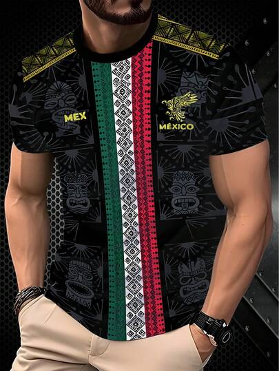 Mexico Men's Soccer Jersey, Breathable Round Neck Sports Shirt, Suitable For Football Matches, Daily Training, Fitness, And Casual Outings