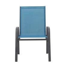 Modern Outdoor Patio Chairs Set Of 8, Outdoor Camping Chairs Feature Breathable Woven Fabric. Outdoor Courtyard Chairs, Dining Chairs And High-Back Armchairs Boast Ergonomic Design. Lightweight And Portable With Stackable Construction. Sturdy Metal Frame Ensures Durability. Suitable For Outdoor Patios, Gardens, Pools, Beaches, Balconies, And Camping.(Blue) - 藍色 - 查看 8