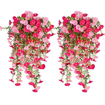 2pcs Outdoor Artificial Purple Vine Floral Decor, UV-Resistant Fake Green Plant, Suitable For Indoor And Outdoor Decoration, Great For Home, Room, Wedding, Anniversary, Graduation, Office, Porch, Garden, Wall