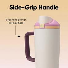 40oz Stainless Steel Thermoscup -Keeps Water Cold Or Hot - Stainless Steel Water Bottle With Push-On Dust-Proof Lid And Plastic Straw - 淺粉色 - 查看 3