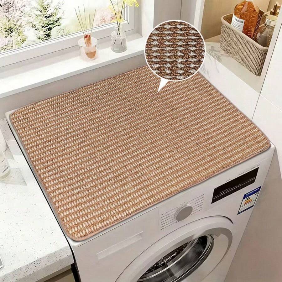 1pc Pineapple Pattern Washing Machine Mat, Suitable For Laundry Room And Bathroom, Brown And White Dual-Colored Fabric With Clear Texture And Quality, Protective Cover For Washing Machine, Dryer, Refrigerator Top, Easy To Clean, Laundry Room Organizing Mat - Brown and White Two-tone - View 1
