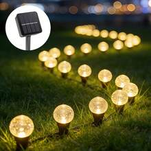 20颗LED太阳能泡泡球路径灯，8种照明模式，IPX4防水，适用于花园、庭院、夏季派对、四季景观装饰 - 暖白光 - 查看 8