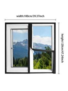 Black Zipper Window Screen Mesh Set, Easy Hook & Loop Install, Breathable Anti-Mosquito Net, Removable Reusable Insect Protection For Home Windows - Black Zipper Style - View 2