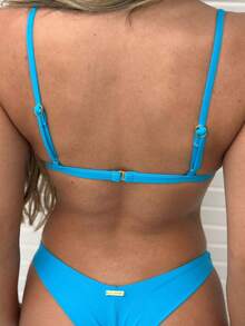Tina Bella Triangle Fixed Bikini Set, Luxury Beachwear, Women's Support, Summer, Bathing, Sea - 淺藍色 - 查看 4