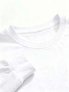 Men's Sweatshirt With Letter Print, Autumn/Winter Casual Vintage Style Unisex, Relaxed Fit, Cotton Blend, Long Sleeves, Crew Neck. - 白色 - 查看 4