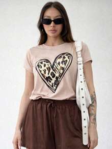 Fashion Printed Blouse And Loose Godet Shorts Set - Màu nâu  Mocha - Xem 4