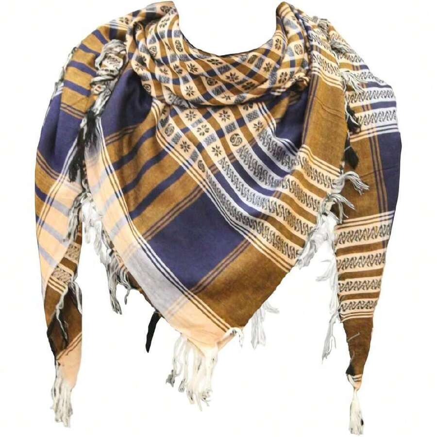 Bufanda militar táctica de algodón Shemagh Palestina, bufanda Keffiyeh para la cabeza y el cuello, regalos para hombres y mujeres,43372259 - Champán - Ver 1