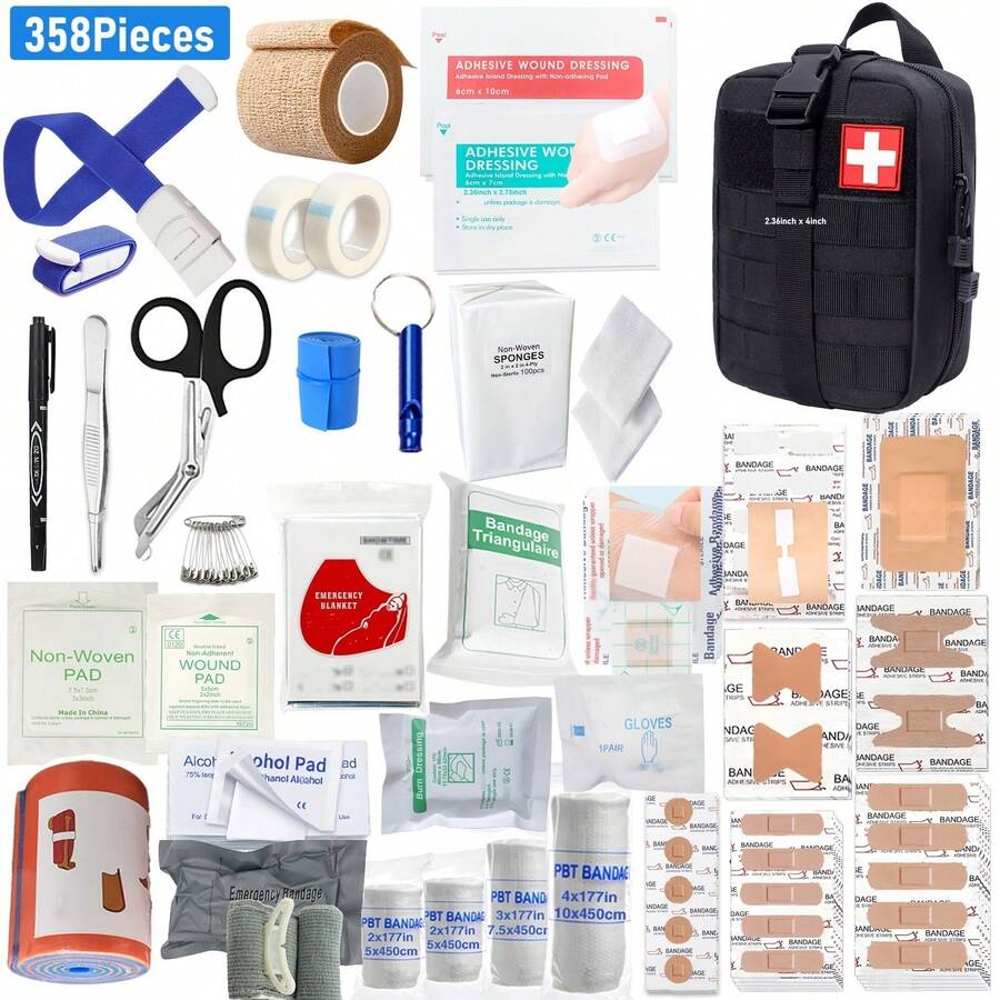 357 Survival Rescue Bags With Hanging Bags And Suitable For Pets-Integrated Emergency Medical Supplies, Trauma Care Tools, Portable Outdoor Equipment Suitable For Camping, Hiking, Family, Office-Ideal Gifts For Men, Fathers, Husbands And Sons (Excluding Batteries/Electronic Equipment). - Xem 1