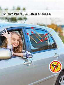 2 片装汽车车窗遮阳膜 – 通用静电吸附式侧窗隔热膜 – 防紫外线隔热膜，适用于儿童、宠物和成人 – 20 英寸 x 12 英寸，无需吸盘（黑色） - A - 查看 4