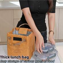 2pcs/1pc Large Opening Insulated Lunch Bag, Kraft Paper Lunch Tote Bag Suitable For Office Workers And Students. Large Capacity Insulated Lunch Box Bag With Portable Handle, Reusable And Lightweight. Multipurpose, Suitable For Lunch, Picnic, Travel And Snack Storage, Kitchen Supplies, Kitchen Accessories, Kitchen Essentials, Mother's Day Gift - Multicolor - View 7