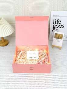 1pc Foldable Pink Gift Box, Gift Packaging Box, Suitable For Wrapping Gifts For Family And Friends, Applicable For Various Holiday Gifts - Pink - View 5