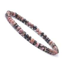 1条4毫米天然碧玉串珠弹力手链，波西米亚风格百搭日常佩戴饰品，适合女性和情侣佩戴 - 彩色 - 查看 19