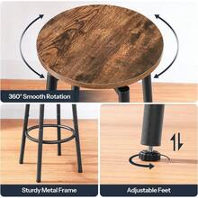 Swivel Backless Bar Stools Set Of 2 Round Adjustable Feet Modern Breakfast Chairs For Kitchen Islands Bar Cafe Rustic Brown Black - 2 - View 7