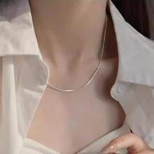 925 Sterling Silver Minimalist Necklace, Suitable For Parties And Music Festivals, A Minimalist Jewelry Gift For Women - White - View 9