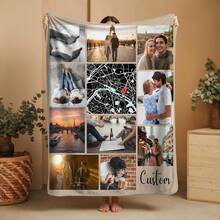 1pc Custom Blanket , Customization Blankets With Over 11 Images,Personalized Soft Cozy Blankets, Personalized Gift,Custom Gift Blanket For Birthday Washable - Multicolor - View 4