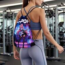 Durable Drawstring Backpack With K-Pop Guitar Pattern, Suitable For Fitness, Yoga, Travel And Soccer, With Practical Pockets, Makes A Great Gift - A - View 1
