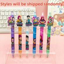 5pcs/10pcs Korean Girl Group Cute Click Ballpoint Pens, Cartoon Pendant Neutral Pens, Student Stationery [Random Style] - Multicolor - View 5