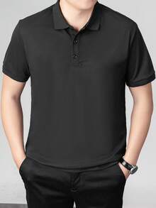 GRDR Men's Solid Color Polo Shirt, Casual Versatile Commuting Short Sleeve - Black - View 6