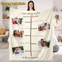 1pc Custom Blanket , Customization Blankets With Over 5 Images,Personalized Soft Cozy Blankets, Personalized Gift,Customized Text, Documenting The Course Of Love And Life Journey,Custom Gift Blanket For Birthday Washable,Lightweight,Breathable - Multicolor - View 15