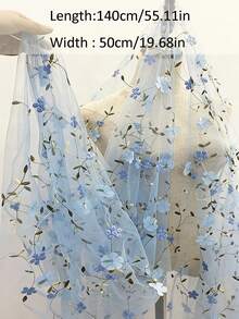 3D立体刺绣网纱面料，网纱雪纺珍珠刺绣新娘头纱、桌布，适用于DIY服装和手工艺品制作、婚纱、窗帘、桌布、手提包、婚礼餐桌装饰 - 彩色 - 查看 5