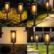 Set Of 8 Solar Lawn Lights With IP44 Splash-Proof Rating. 300MAH,They Come With LED Courtyard Ground Plugs And Feature A Vintage Design. Suitable For Paths, Gardens, Villas, Landscapes, Lawns, Sidewalks And Terraces. - Solar lawn lights - 查看 7