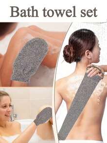 2/1pc Corduroy Fiber Bath Wipes Create Foam When Scrubbing The Back. Bath Wipes With Foam For Bathing. Soft And Exfoliating Gloves For Multi-Functional Use. Simple And Easy To Operate. - Grey - View 4