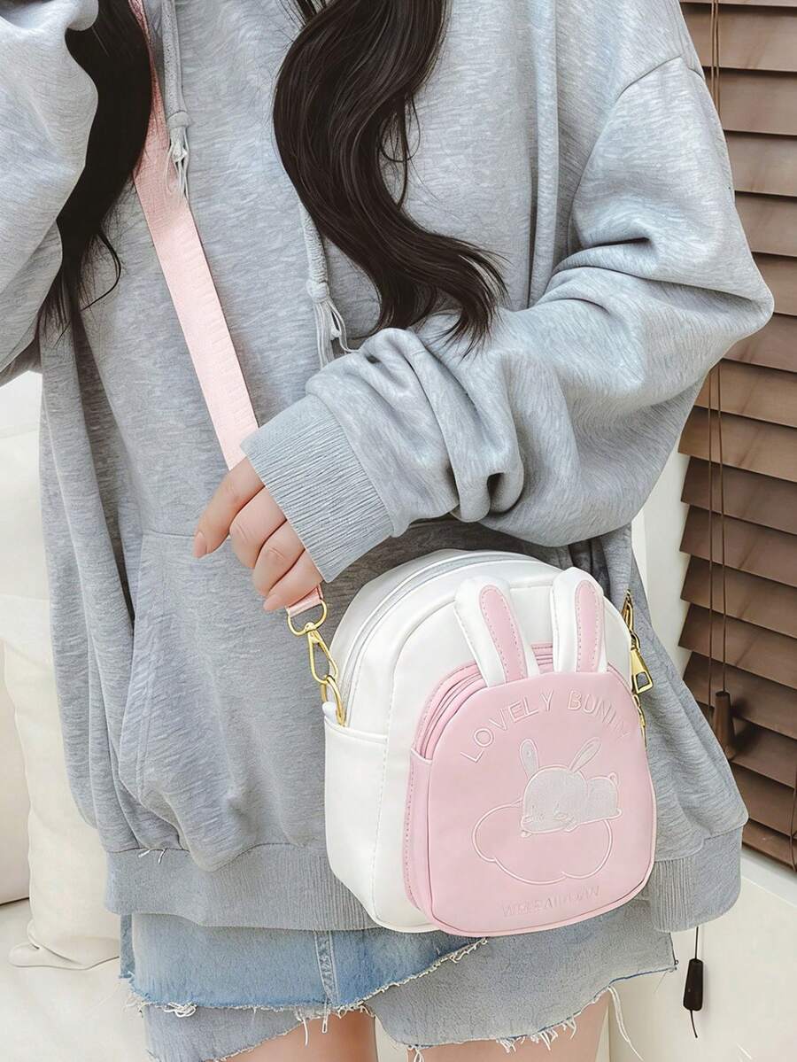 Parent-Child Small Backpack, Stylish Girls' Heart-Shaped Bag, Cartoon Little Rabbit Princess Crossbody Bag