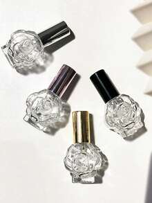 4pcs/1pc 10ml Rose Flower Perfume Spray Bottle, Glass Empty Bottle, Portable Perfume Decanting Bottle - Multicolor - View 2