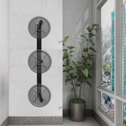 SHIOUCY 3 Pegs Black Alloy Steel Weight Plate Storage Rack, Wall Mounted Fitness Organizer, Space-Saving Vertical Storage For Home Gym
