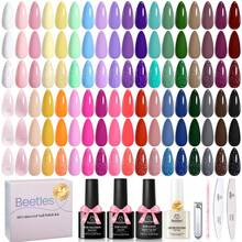 Beetles 36 Colors Gel Nail Polish Set, Pastel Jelly Pink Purple White Green Glitter Gel Kit With Base & Top Coat, Nail Tools, Soak Off UV Nail Art, Salon DIY Manicure Gift For Women - 44Pcs 36Colors Cold Shoulder - 查看 1
