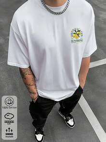 Unisex Christmas Cotton T-Shirt With Lemon And Leaf Print, Casual And Comfortable Cut For Spring And Summer, StyleHot Item. - 白色 - 查看 3