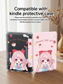 可爱女孩图案平板电脑保护套，兼容 iPad Air 11 英寸 M3 2025 / M2 2024、Air 第五代 2022、(A16) 11 英寸第十一代 2025，兼容三星 Galaxy Tab、Kindle Paperwhite 第十二代 2024，透明背壳，时尚图案保护套，自动睡眠/唤醒功能，气囊保护，适合作为儿童礼物 - 彩色 - 查看 8
