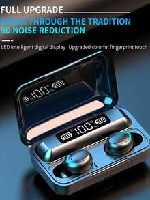 F9-5 TWS Wireless Bluetooth In-Ear Headphones, Touch Control, IPX7 Waterproof, Noise Cancelling, Digital Display With LED Light - Black - View 2