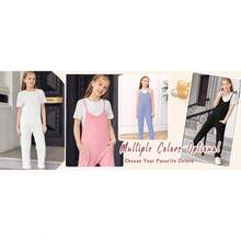 Girls Summer Casual Sleeveless Spaghetti Strap Loose Jumpsuit Romper Long Pants With Pockets - 白色 - 查看 10