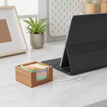2 Pcs Wood Sticky Note Holder And Paper Clip Storage Holder Self Stick Note Pad Dispenser For Office Desk Accories 3x3 Sticky Notes Organizer Wooden Memo Pad Organizer For School Home - As Pic - View 6