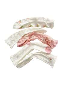 5/3/1 Pairs Randomly Shipped Women's Floral Ruffle Fashion Mid-Calf Socks, Suitable For Daily Wear - Multicolor - View 4