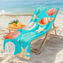 1pc Ocean Creatures Starfish Seashell Print Beach Towel, Super Absorbent Quick Dry Towel For Swimming, Soft Beach Blanket, Suitable For Beach, Swimming, Outdoor Camping Travel, Ideal Beach Essential - A - View 9