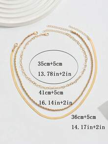 3pcs/Set Delicate Hollow Heart Pendant Necklace Set, Includes Luxury Twist Chain And Minimalist Snake Chain, Suitable For Daily Wear, Beach Party, Vacation, And Mother's Day Gift - Gold - View 4