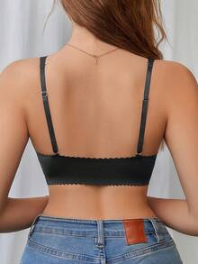 EssElegance 无钢圈文胸，可调节肩带，无缝设计，无衬垫，提拉塑形 - 黑色 - 查看 2