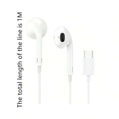 Wired Earphones With USB Type-C Plug, Built-In Microphone And Volume Control, Compatible With IPhone, Android Phones, Laptops, PCs And Other USB Type-C Devices