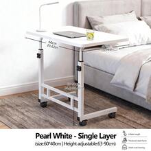 1 Piece Height Adjustable Rolling Computer Desk - Mobile Standing Desk With Universal Wheels, Durable Metal Frame, Easy Assembly, Space Saving Design For Office, Dorm, And Bedside, Home Office Furniture - Single Layer - View 5