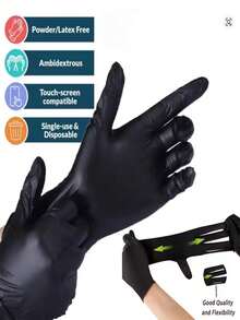 100/50/4 双装一次性紫色丁腈手套，不含乳胶，防水，可重复使用，适用于家庭清洁、美发、美容院等。防水、防静电、不含乳胶、露指设计（包装保护），清洁工具。 - A - 查看 3