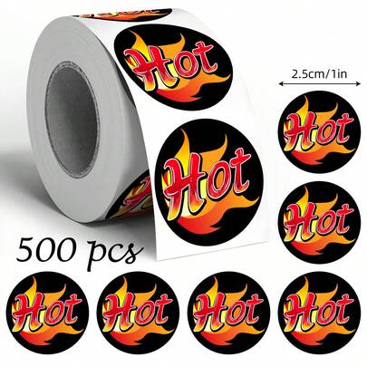 500 piezas Pegatinas de Pimiento Picante Negro y Rojo, Redondas de 1 Pulgada, Adecuadas para Especias de Cocina, Comida Picante para Llevar, Supermercados, Restaurantes, Food Trucks, Etiquetas de Advertencia Picante, Calcomanías Impermeables de PVC, Suministros para Scrapbooking, Papelería, Pegatinas Divertidas