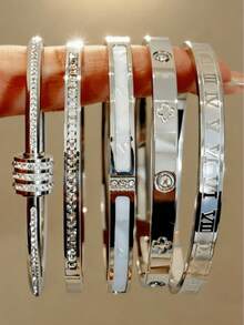 2026 Versatile Minimalist Elegant Luxury Sparkling Starry Bracelet, Essential Jewelry For Daily And Party Wear - Silver - View 1