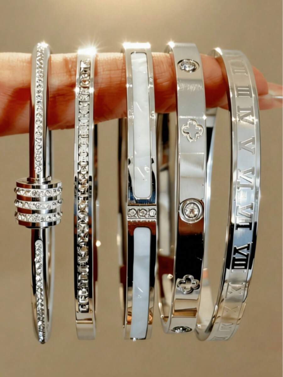 2026 Versatile Minimalist Elegant Luxury Sparkling Starry Bracelet, Essential Jewelry For Daily And Party Wear - Silver - View 1