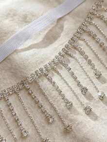 Sexy Rhinestone Tassel Leg Chain, Elastic Thigh Chain, Elegant Personalized Party Accessory, European And American Jewelry, Sexy Garter Belt, Bridal Tassel - White - View 6